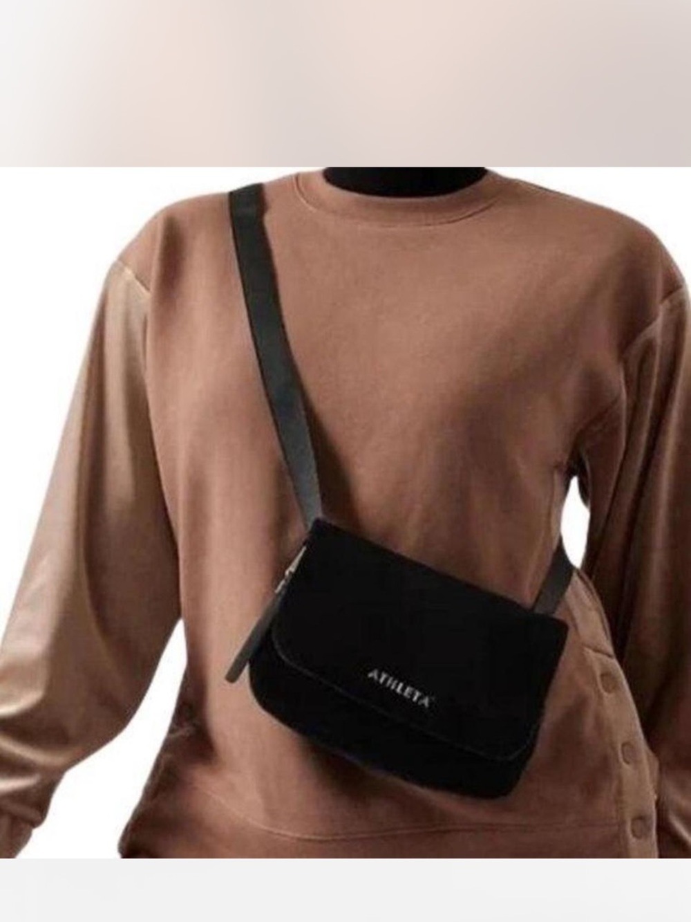 Athleta Black Velvet Sling Belt Bag